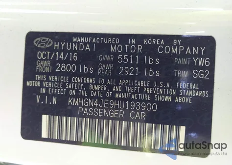 2017 Genesis G80 3.8 z USA, uszkodzony, nr VIN KMHGN4JE9HU193900